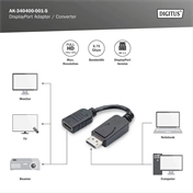 DIGITUS Full HD 60Hz 1.1a DisplayPort - HDMI type A Adapter 0,15m