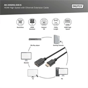 DIGITUS High Speed UHD 4K 30Hz 1.4 HDMI Ethernet hosszabbító kábel 3m