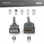 DIGITUS High Speed UHD 4K 30Hz 1.4 HDMI Ethernet hosszabbító kábel 3m