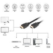 DIGITUS High Speed UHD 4K 30Hz 2.0 aranyozott Ethernet HDMI kábel 1m