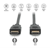 DIGITUS High Speed UHD 4K 3D 30Hz 2.0 aranyozott Ethernet HDMI kábel 5m