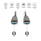 DIGITUS UHD 4K 3D 120Hz aranyozott 2.0b AOC optikai HDMI kábel 15m