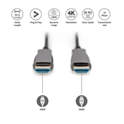 DIGITUS UHD 4K 3D 120Hz aranyozott 2.0b AOC optikai HDMI kábel 30m