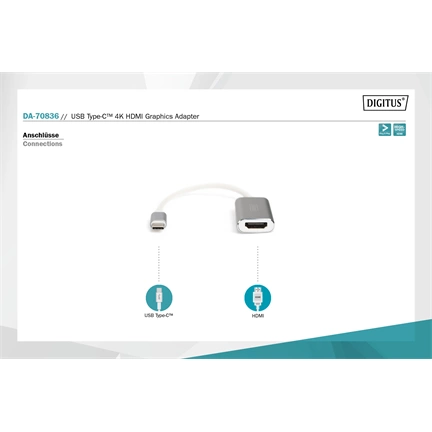 DIGITUS fémházas USB 3.0 Type C - HDMI (4K@30Hz) adapter