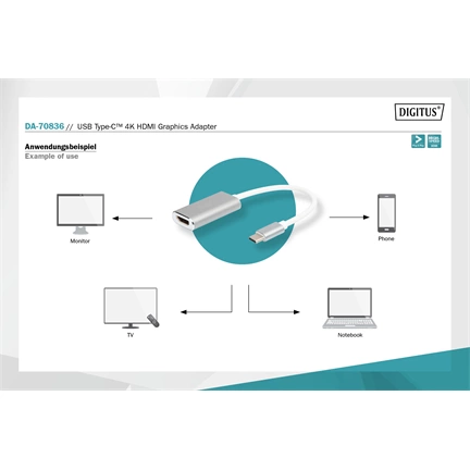 DIGITUS fémházas USB 3.0 Type C - HDMI (4K@30Hz) adapter