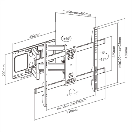GEMBIRD Full-motion TV wall mount, 37" - 80"