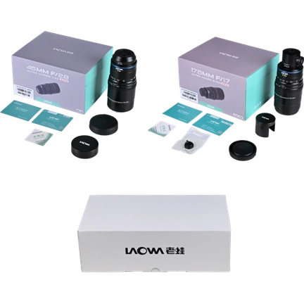 Laowa Aksen 2 objektíves csomag [45 mm f/2.8, 17,5 mm f/1.7 (koaxiális megvilágítású változat)] – Canon RF