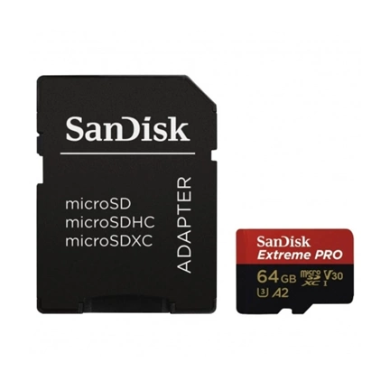 SANDISK Extreme Pro microSDXC 200/90MB/s A2 C10 V30 UHS-I U3 64GB + adapter (214503)