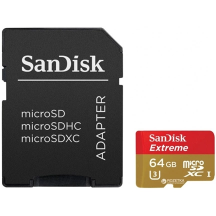 SANDISK Extreme microSDXC 170/80MB/s A2 C10 V30 UHS-I U3 64GB + adapter (214509)