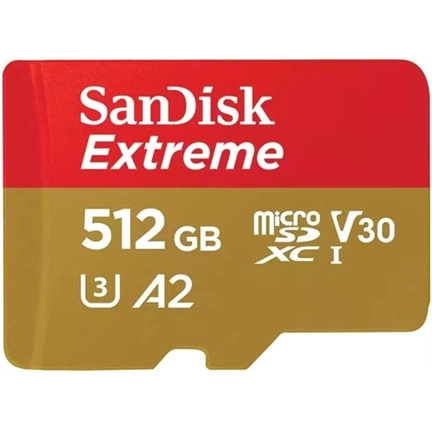 SANDISK Extreme microSDXC 190/130MB/s A2 C10 V30 UHS-I U3 512GB + adapter (121589)