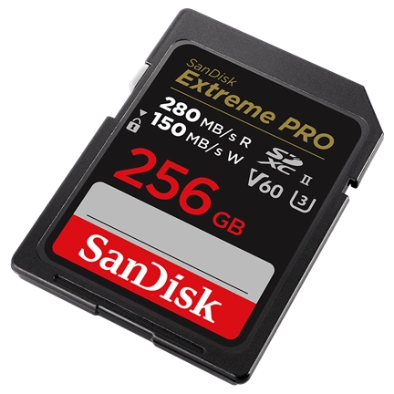 SANDISK SDXC EXTREME PRO KÁRTYA 256GB, 280/150 MB/s, UHS-II, V60,C10 256 GB (215493)