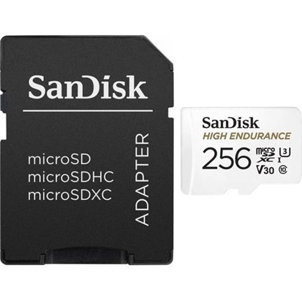 SANDISK microSDXC High Endurance 256GB 100MB/s C10 U3 V30 UHS-I +Adapt. (183568)