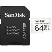 SANDISK microSDXC High Endurance 64GB 100MB/s C10 U3 V30 UHS-I +Adapt. (183566)