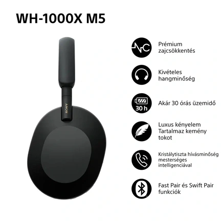 SONY WH-1000XM5 fekete