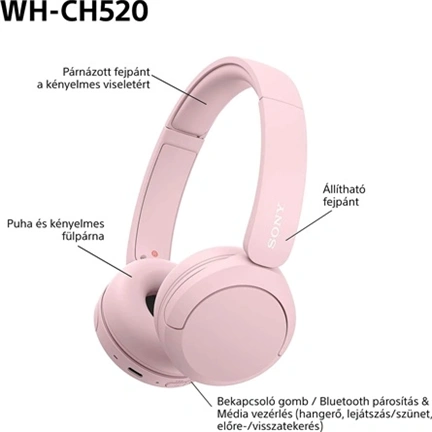 SONY WH-CH520 rózsaszín