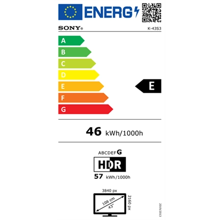 Sony Bravia 3 K-43S3 televízió - 43", 4K UHD, HDR, Google TV