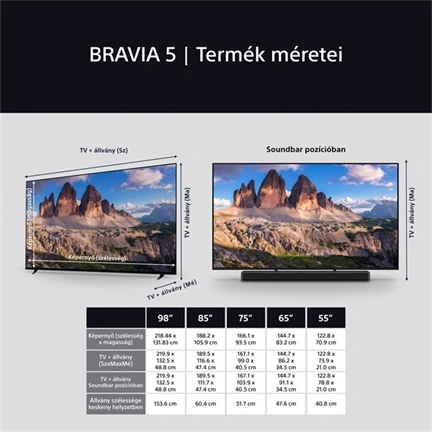 Sony Bravia 5 K-65XR5 televízió - 65", Mini LED, 4K UHD, HDR, Google TV
