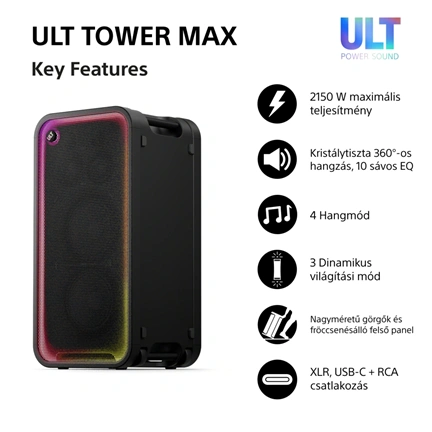 Sony SRS-ULT3000 ULT TOWER MAX Bt partyhangszóró, fekete