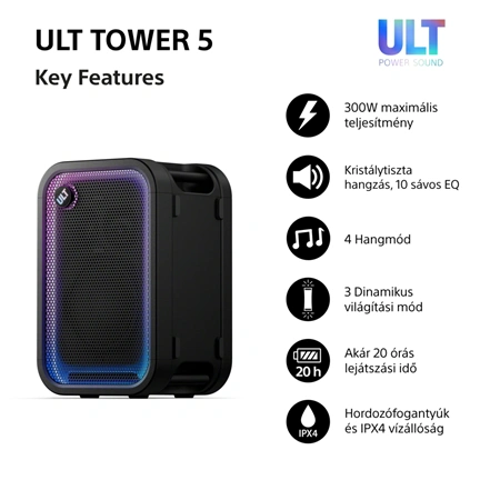 Sony SRS-ULT500 ULT TOWER 5 Bt partyhangszóró, fekete