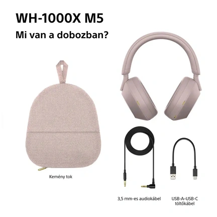 Sony WH-1000XM5 fejhallgató - vezeték nélküli, zajszűrő, rózsaszín